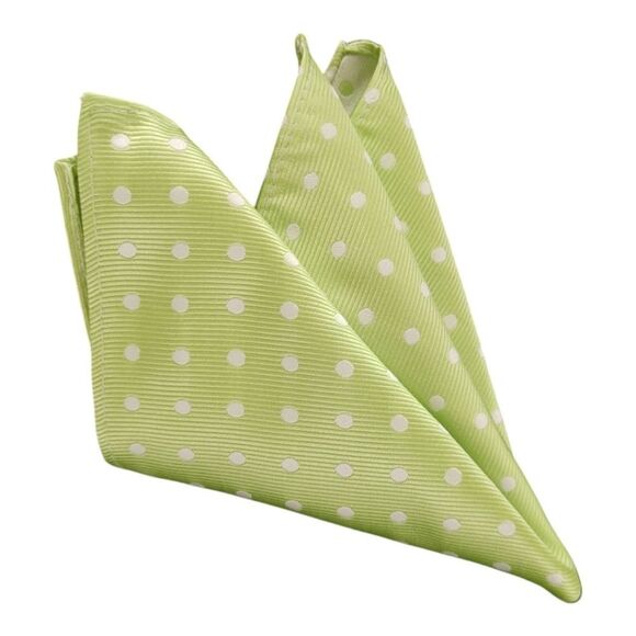 ALLURE MEN'S MULTI-DOT POCKET SQUARE LIME/ WHITE. - Picture 2 of 3